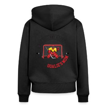 Je ne suis pas juste tout le hockey Maman Je suis La Mère du Gardien - Sweat à capuche zippé Premium bio Femme - noir - Dos - Julia (174cm)