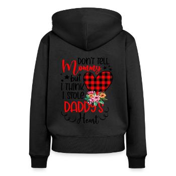 Don’t Tell Mommy I Stole Daddy’s Heart Baby - Sweat à capuche zippé Premium bio Femme - noir - Dos - Julia (174cm)