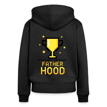 Achievement Unlocked Father Hood - Frauen Premium Bio Zip Hoodie - Schwarz - Hinten - Julia (174cm)