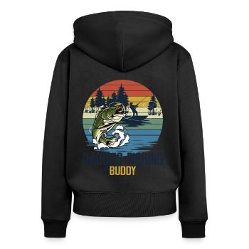 Daddy and Daddy's Fishing Buddy - Women's Premium Organic Zip Hoodie - black - Back - Julia (174cm)