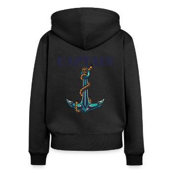 Captain and First Mate Matching - Sweat à capuche zippé Premium bio Femme - noir - Dos - Julia (174cm)