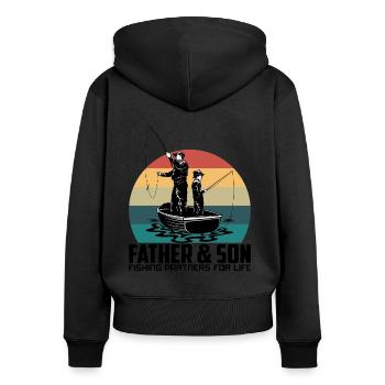 Father & Son Fishing Partners For Life - Sweat à capuche zippé Premium bio Femme - noir - Dos - Julia (174cm)