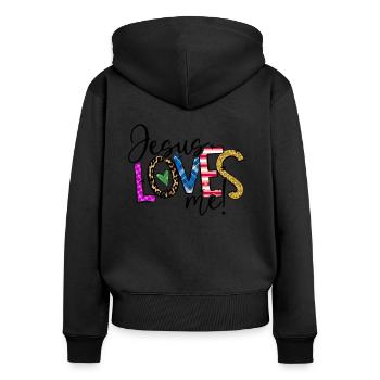 Jésus Loves Me Kids - Sweat à capuche zippé Premium bio Femme - noir - Dos - Julia (174cm)