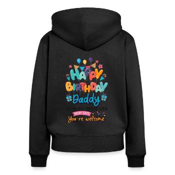Happy Birthday Daddy Baby Bodysuit - Sweat à capuche zippé Premium bio Femme - noir - Dos - Julia (174cm)