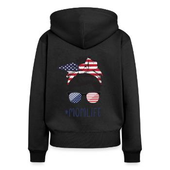 Mom Life Matching - Sweat à capuche zippé Premium bio Femme - noir - Dos - Julia (174cm)