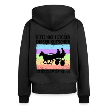 Kutscher Kutsche Pferdekutscher Kutschieren - Frauen Premium Bio Zip Hoodie - Schwarz - Hinten - Julia (174cm)