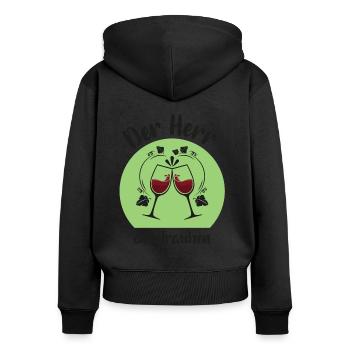 Winzer Weinbauer - Frauen Premium Bio Zip Hoodie - Schwarz - Hinten - Julia (174cm)