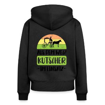 Kutscher Kutsche Pferdekutscher Kutschieren - Frauen Premium Bio Zip Hoodie - Schwarz - Hinten - Julia (174cm)