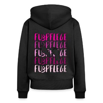 Fußpflege Pediküre Podologe Nagelstudio Geschenk - Frauen Premium Bio Zip Hoodie - Schwarz - Hinten - Julia (174cm)