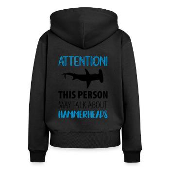 Hai Hammerhai Hammerhaie - Frauen Premium Bio Zip Hoodie - Schwarz - Hinten - Julia (174cm)