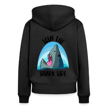 Requin Mégalodon requin - Sweat à capuche zippé Premium bio Femme - noir - Dos - Julia (174cm)