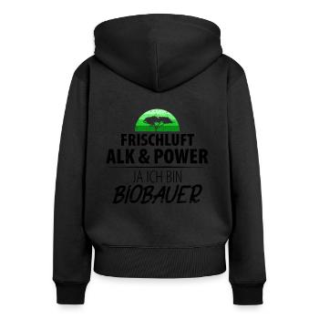 Bio Biobauer Grün Landwirt Bauer Landwirtschaft - Frauen Premium Bio Zip Hoodie - Schwarz - Hinten - Julia (174cm)