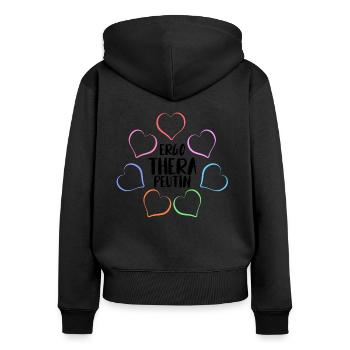 ERGOTHERAPEUTIN ERGOTHERAPIE - Frauen Premium Bio Zip Hoodie - Schwarz - Hinten - Julia (174cm)