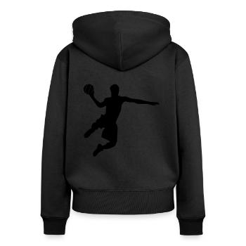 Basketteur basketteur - Sweat à capuche zippé Premium bio Femme - noir - Dos - Julia (174cm)