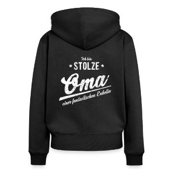 Stolze Oma einer fantastischen Enkelin. - Geschenk - Frauen Premium Bio Zip Hoodie - Schwarz - Hinten - Julia (174cm)