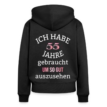 55 Jahre 55. Geburtstag Frauen Geschenk lustig - Frauen Premium Bio Zip Hoodie - Schwarz - Hinten - Julia (174cm)