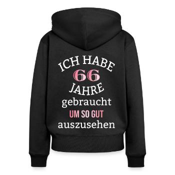 66 Jahre 66. Geburtstag Frauen Geschenk lustig - Frauen Premium Bio Zip Hoodie - Schwarz - Hinten - Julia (174cm)