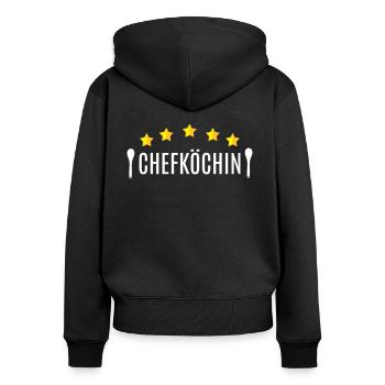 Chefköchin Beste Köchin Sterneköchin Mama Oma Küch - Frauen Premium Bio Zip Hoodie - Schwarz - Hinten - Julia (174cm)