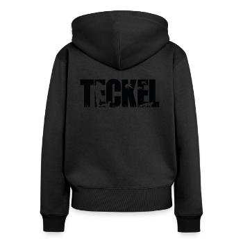 TECKEL Chien de chasse Wilsigns Chiens de chasse Teckel Chasseurs - Sweat à capuche zippé Premium bio Femme - noir - Dos - Julia (174cm)