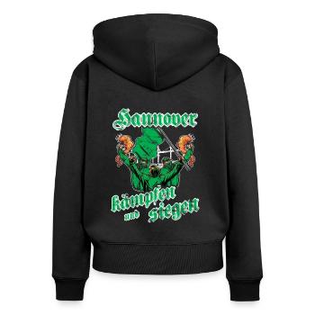 Hannover kämpfen und siegen - Frauen Premium Bio Zip Hoodie - Schwarz - Hinten - Julia (174cm)