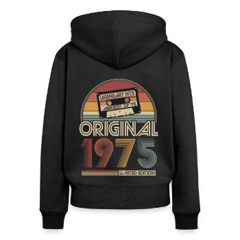 1975 Vintage Jahrgang Geburtstag Retro Geschenk - Frauen Premium Bio Zip Hoodie - Schwarz - Hinten - Julia (174cm)