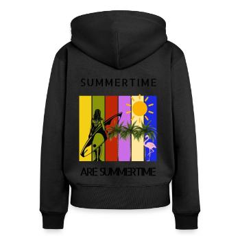 Summertime are Summertime - Frauen Premium Bio Zip Hoodie - Schwarz - Hinten - Julia (174cm)