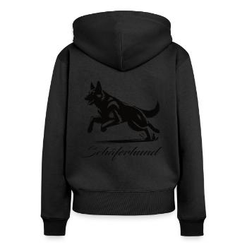 Berger allemand – Un compagnon fidèle dans un design cool - Sweat à capuche zippé Premium bio Femme - noir - Dos - Julia (174cm)