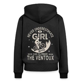 ein Mädchen, das den Ventoux vélo velo bestiegen hat - Frauen Premium Bio Zip Hoodie - Schwarz - Hinten - Julia (174cm)