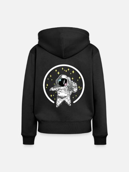 Astronaut Raumfahrt - Frauen Premium Bio Zip Hoodie - Schwarz