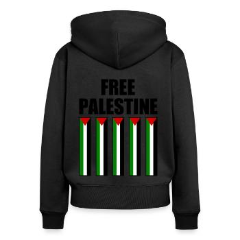 Free palestine - Frauen Premium Bio Zip Hoodie - Schwarz - Hinten - Julia (174cm)