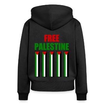 Free palestine - Sweat à capuche zippé Premium bio Femme - noir - Dos - Julia (174cm)