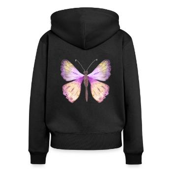 Schmetterling Frühling - Frauen Premium Bio Zip Hoodie - Schwarz - Hinten - Julia (174cm)