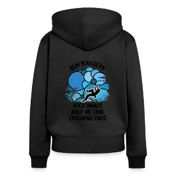 Vintage Bouldern Boulderer Klettern Kletterer - Frauen Premium Bio Zip Hoodie - Schwarz - Hinten - Julia (174cm)
