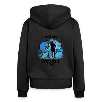 Boule Pétanque Boccia Boules Chocolat - Sweat à capuche zippé Premium bio Femme - noir - Dos - Julia (174cm)