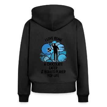 Boule Petanque Boccia Boules Schokolade - Frauen Premium Bio Zip Hoodie - Schwarz - Hinten - Julia (174cm)