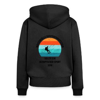 Canyoning Bergsteigen Klettern Wandern Berge - Frauen Premium Bio Zip Hoodie - Schwarz - Hinten - Julia (174cm)