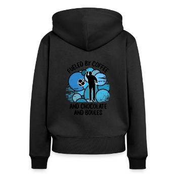 Boule Petanque Boccia Boules Schokolade - Frauen Premium Bio Zip Hoodie - Schwarz - Hinten - Julia (174cm)