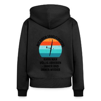 Segelflieger Segelfliegen Segelflugzeug Fliegen - Frauen Premium Bio Zip Hoodie - Schwarz - Hinten - Julia (174cm)