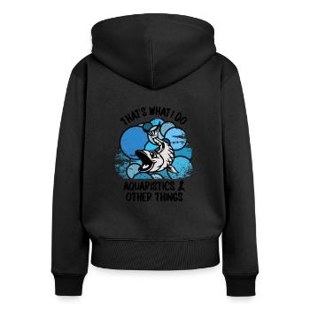 Aquariophiles Poissons Poissons d’ornement Aquaristique - Sweat à capuche zippé Premium bio Femme - noir - Dos - Julia (174cm)