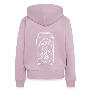 Dosenbier Saufen - Frauen Premium Bio Zip Hoodie - Altrosa - Hinten - Julia (174cm)