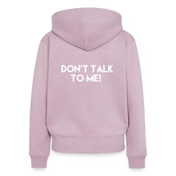 Ne Me parlez pas! - Sweat à capuche zippé Premium bio Femme - rose poudré - Dos - Julia (174cm)