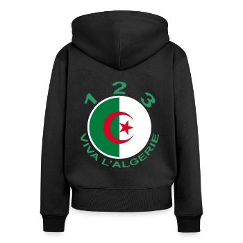 1 2 3 VIVA L''ALGERIE - Sweat à capuche zippé Premium bio Femme - noir - Dos - Julia (174cm)