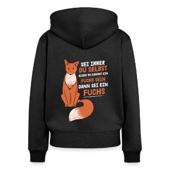 Füchse Niedlicher Fuchs Fuchs Motiv Schöner - Frauen Premium Bio Zip Hoodie - Schwarz - Hinten - Julia (174cm)