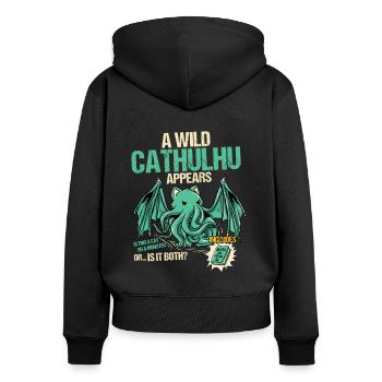 Un cathulhu sauvage apparaît - Kawaii - Sweat à capuche zippé Premium bio Femme - noir - Dos - Julia (174cm)