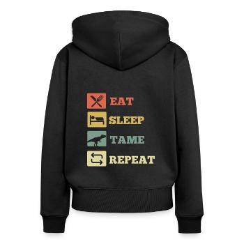 Eat Sleep Tame Repeat Dinosaur - Sweat à capuche zippé Premium bio Femme - noir - Dos - Julia (174cm)