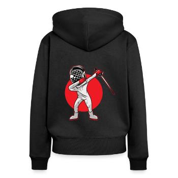 Degenfechter Florett Degen Säbel Fechten - Frauen Premium Bio Zip Hoodie - Schwarz - Hinten - Julia (174cm)