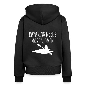 Kayaking Needs More Woman Shirt Geschenk - Frauen Premium Bio Zip Hoodie - Schwarz - Hinten - Julia (174cm)