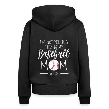 Je ne crie pas c’est ma voix de maman de baseball - Sweat à capuche zippé Premium bio Femme - noir - Dos - Julia (174cm)