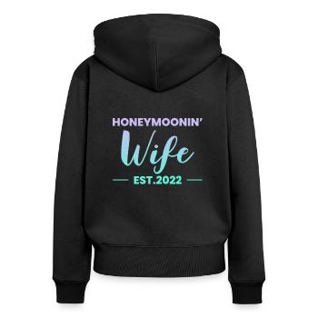 Honeymoon Wife Est 2022 - Women's Premium Organic Zip Hoodie - black - Back - Julia (174cm)