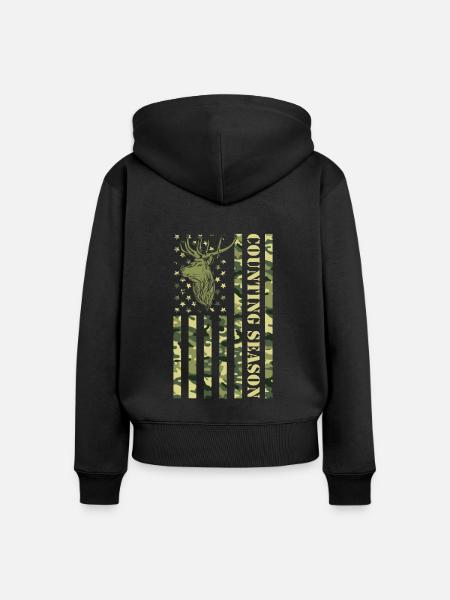 Zählsaison Für Hirschjäger - Frauen Premium Bio Zip Hoodie - Schwarz